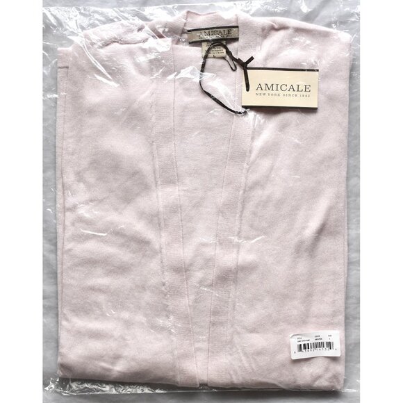 AMICALE NWT COTTON/VISCOSE/CASHMERE OPEN FRONT LIGHT PINK CARDIGAN. SIZE L - Picture 9 of 10